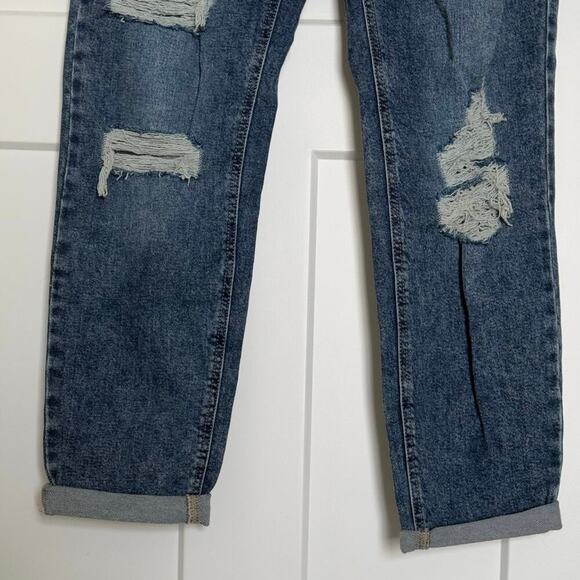 NWT SO Juniors Distressed Low Rise Boyfriend Denim Blue Jeans Size 5/27 - Picture 5 of 8